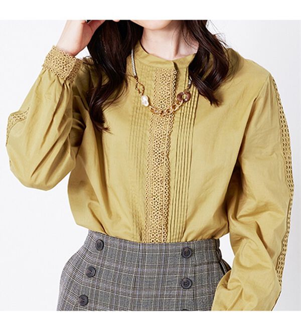 BELLUNA（ベルーナ）の「綿１００％レース&times;ピンタックデザインブラウス（ブラウス）」｜詳細画像