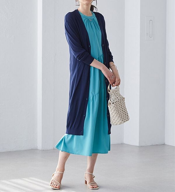 RANAN（ラナン）の「ロング丈Ｖネックニットカーデ（ニットカーディガン）」｜詳細画像