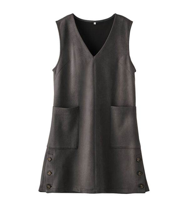 BELLUNA（ベルーナ）の「スエード調サイドボタンジャンパードレス（ジャンパースカート）」｜詳細画像