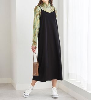 BELLUNA（ベルーナ）の「シアープルオーバー付！ワンピースアンサンブル（その他ワンピース）」｜黒系