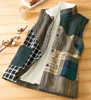 ルフラン（ルフラン）の「裏ボアパッチワークベスト（ベスト）」｜詳細画像