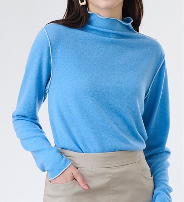 RANAN（ラナン）の「前後２ＷＡＹ！メロウ使いニットソーフリルプルオーバー（カットソー）」｜ブルー