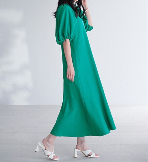 RANAN（ラナン）の「ひんやり！スクエアネックボリューム袖ワンピース（その他ワンピース）」｜詳細画像