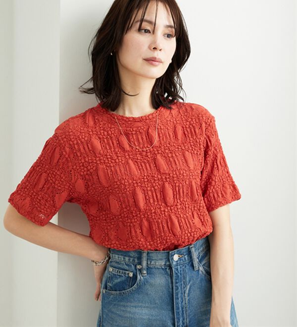 BELLUNA（ベルーナ）の「ストレッチレース調ハイネックプルオーバー（カットソー）」｜詳細画像