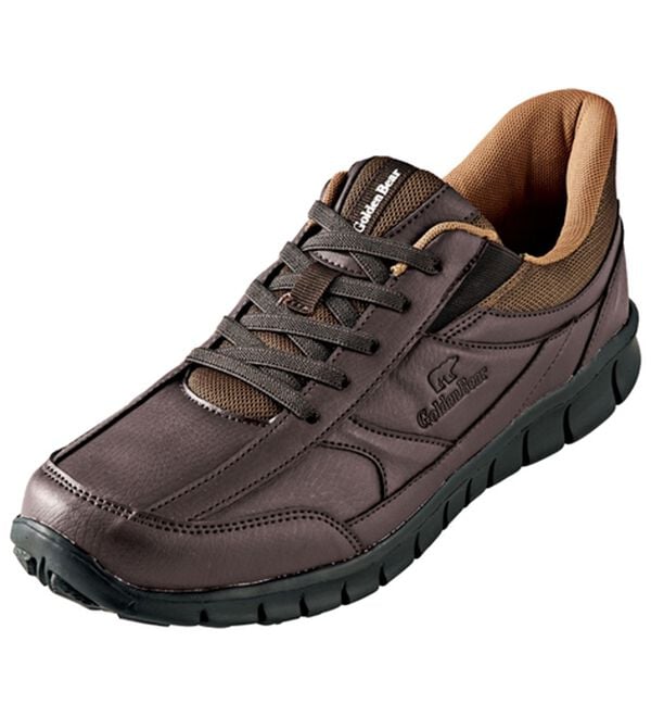 「＜ゴールデンベア＞かがまずラクチン！スポッとウォーキング（メンズスニーカー）」｜ヒモブラウン