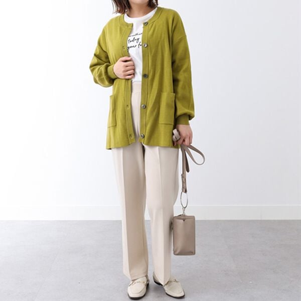 BELLUNA（ベルーナ）の「もっちり素材ノーカラーカーディガン（ニットカーディガン）」｜詳細画像