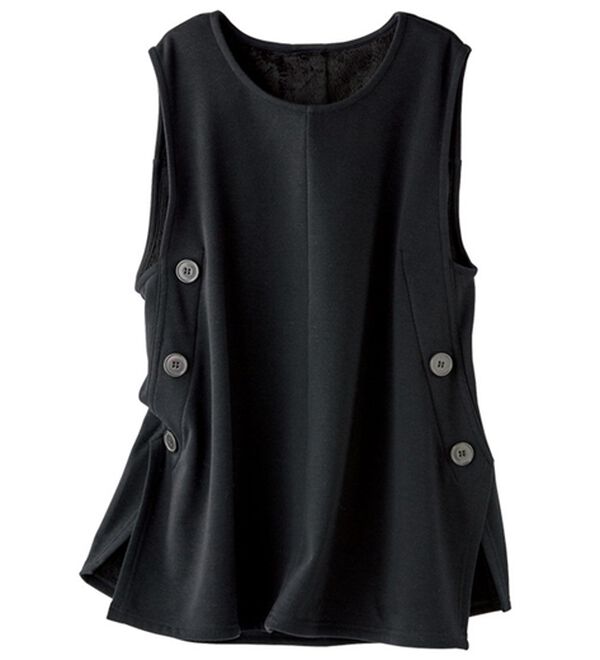 BELLUNA（ベルーナ）の「まるで着る毛布！裏ファーボタン使いベスト（ベスト）」｜黒