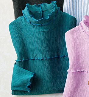 ルフラン（ルフラン）の「メロウ使い楊柳プルオーバー（カットソー）」｜ターコイズ