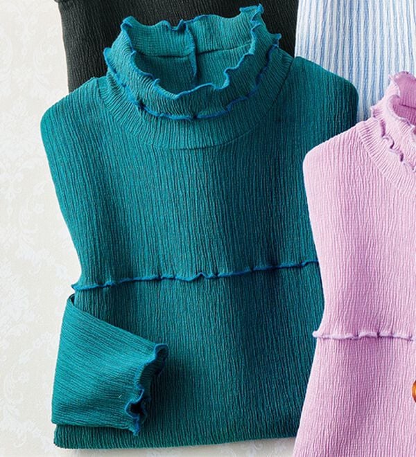 ルフラン（ルフラン）の「メロウ使い楊柳プルオーバー（カットソー）」｜ターコイズ