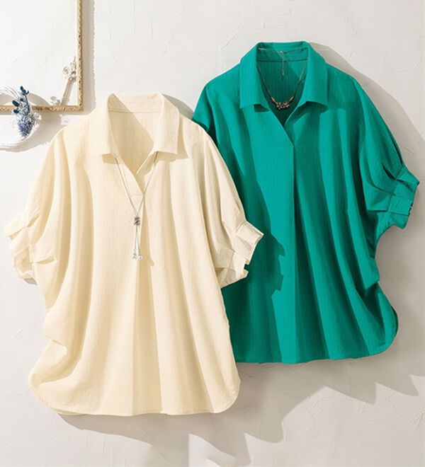 ルフラン（ルフラン）の「【２色組】ボリュームスリーブブラウス（ブラウス）」｜2色組