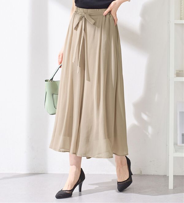 alotta（アロッタ）の「ふんわりシフォンワイドパンツ（ワイドパンツ・ガウチョ）」｜グレージュ