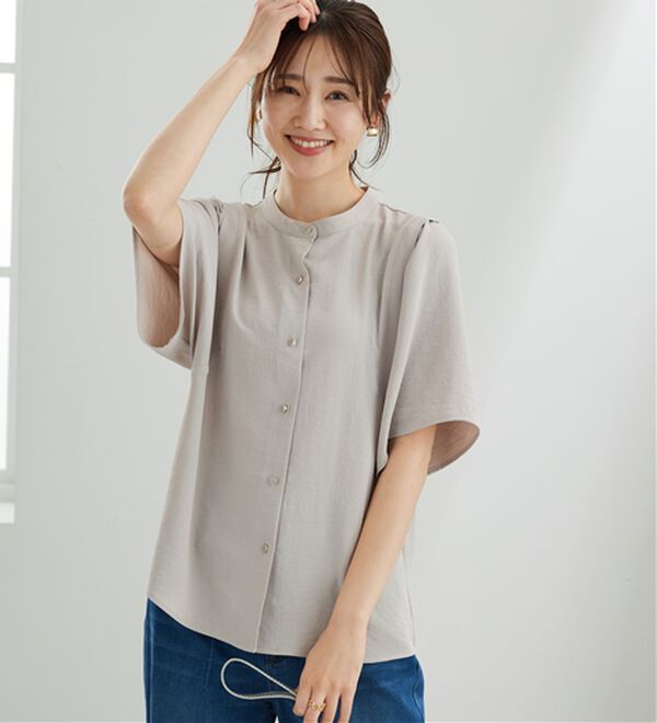 BELLUNA（ベルーナ）の「【快適Ｌａｂ．】お手入れ楽々ビンテージ調素材ブラウス（ブラウス）」｜詳細画像