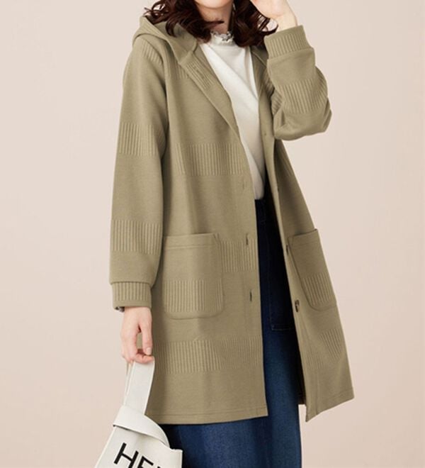 BELLUNA（ベルーナ）の「ボーダージャカード素材フードカーディガン（その他ジャケット）」｜詳細画像