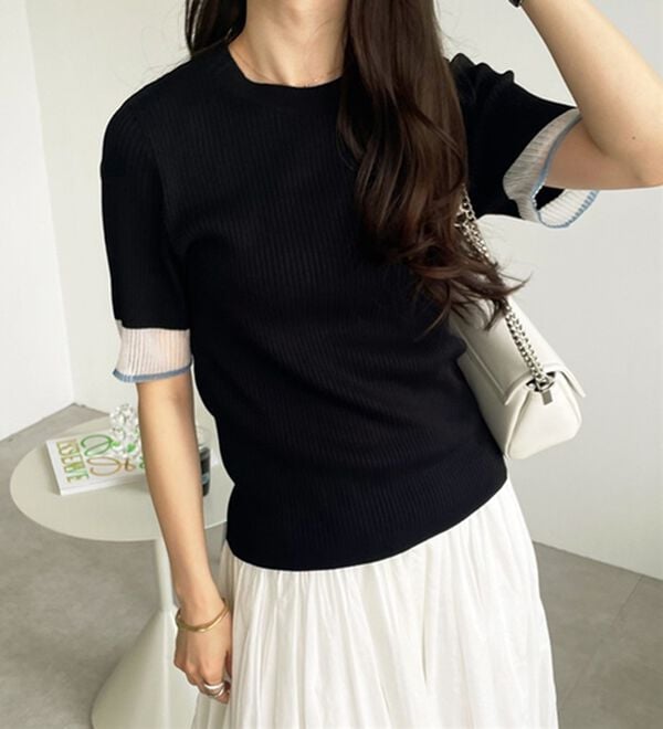 GeeRA（ジーラ）の「『ドラマ着用商品』 袖口シアーリブニット（ニット・セーター）」｜詳細画像