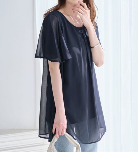 ちゃみ959Fヴィレッヂ接触冷感 裾フレア切替チュニック ちゃみ959Fヴィレッヂ接触冷感 裾フレア切替チュニック ちゃみ様