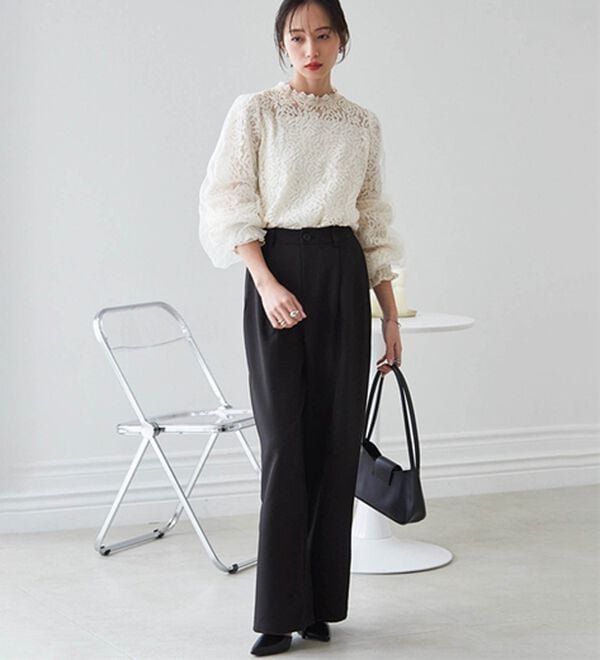 RANAN（ラナン）の「チュールドッキングフラワーレースキャンディースリーブブラウス（ブラウス）」｜詳細画像