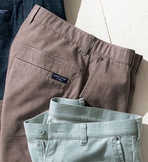 「＜コムルヴァン・オム＞すっきりはける涼感麻入りジーンズ（メンズデニムパンツ）」｜ライトブラウン