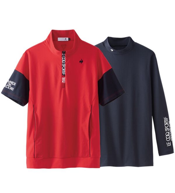 「＜ルコックスポルティフ＞インナー付半袖カットソー（メンズＴシャツ）」｜レッド