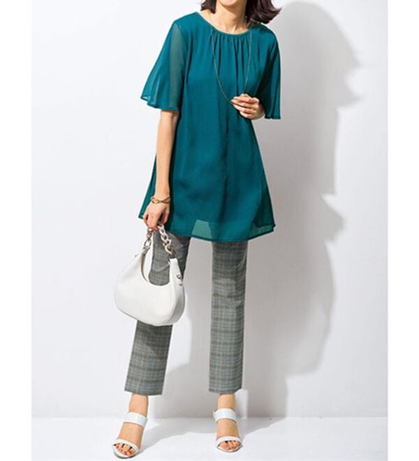 BELLUNA（ベルーナ）の「ふわり涼やか！楊柳シフォン重ねチュニック（チュニック）」｜詳細画像