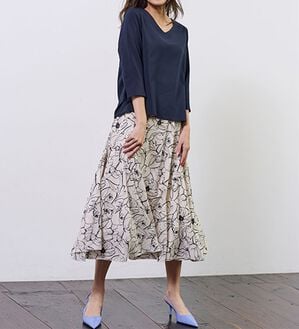 RANAN（ラナン）の「洗える！タック使いブラウス（ブラウス）」｜ネイビーブラック