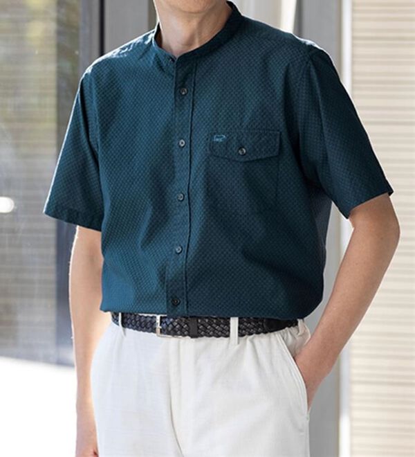 「＜ゴールデンベア＞バンドカラードビー織リラックスシャツ（メンズシャツ）」｜詳細画像