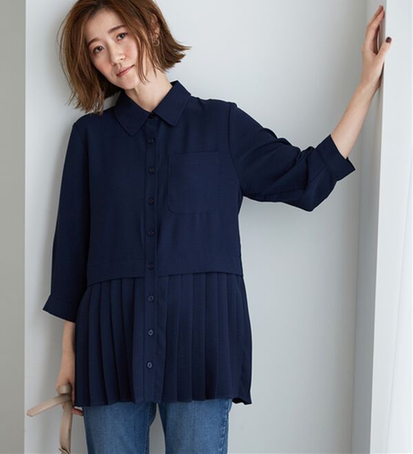 BELLUNA（ベルーナ）の「【UVカット】機能付！裾プリーツ切替チュニック（チュニック）」｜詳細画像