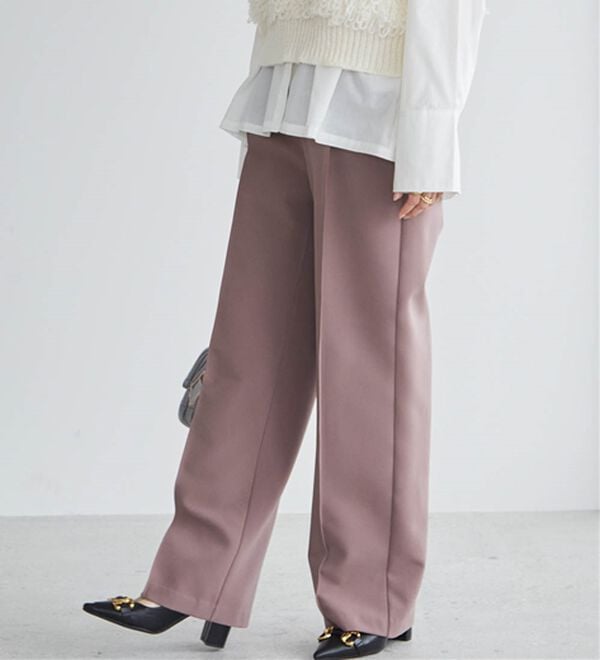 RANAN（ラナン）の「裏起毛美脚シルエットピンタックワイドパンツ（フルレングスパンツ）」｜ブラウン