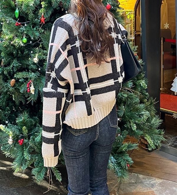 チェック柄ニットプルオーバー - ベルーナ【公式】