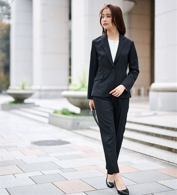 RANAN（ラナン）の「【選べる衿】洗える！春夏ロングシーズン着用可能ベーシック２点ライトスーツ（パンツスーツ）」｜詳細画像