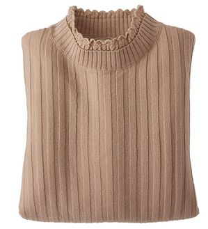 BELLUNA（ベルーナ）の「ウール入りウォッシャブルセーター（ニット・セーター）」｜ピンクベージュ