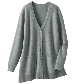 BELLUNA（ベルーナ）の「綿１００％柔らかベーシックカーディガン（ニットカーディガン）」｜杢グレー