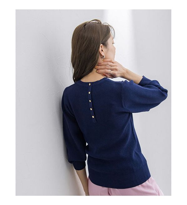 Pierrot（ピエロ）の「リネンタッチゴールドボタンパフスリーブニット（ニット・セーター）」｜詳細画像