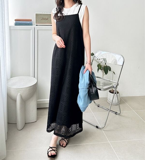 GeeRA（ジーラ）の「前後２ＷＡＹパネルレースキャミワンピース（その他ワンピース）」｜詳細画像