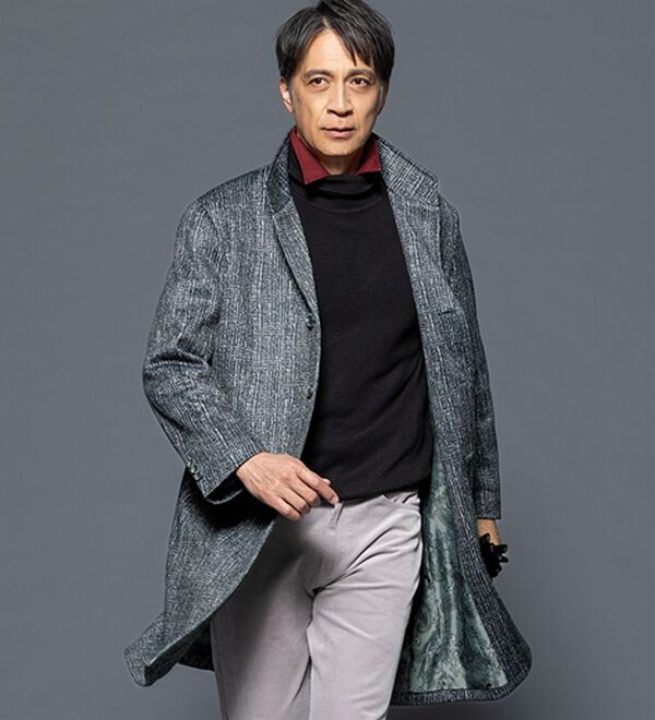 「＜デービッド　ヒックス＞上品さに差をつけるツイード調エレガンスコート（メンズコート）」｜グレーチェック