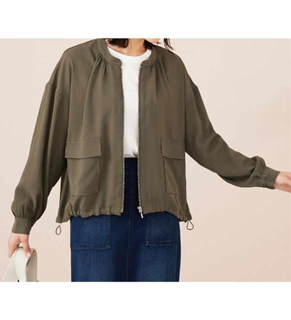 BELLUNA（ベルーナ）の「とろみ素材ポケットデザインブルゾン（ブルゾン）」｜詳細画像