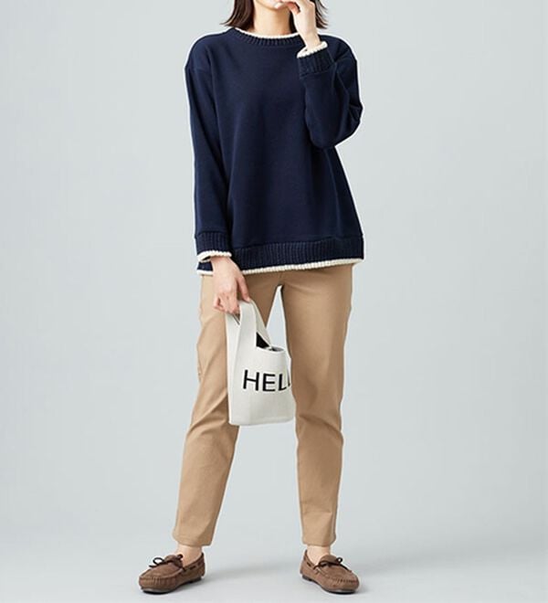 BELLUNA（ベルーナ）の「裏起毛素材ニット切替プルオーバー（カットソー）」｜詳細画像