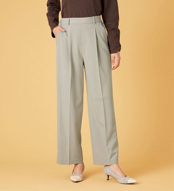 BELLUNA（ベルーナ）の「サマ見え（Ｓ）美脚タック使いワイドパンツ（ワイドパンツ・ガウチョ）」｜詳細画像