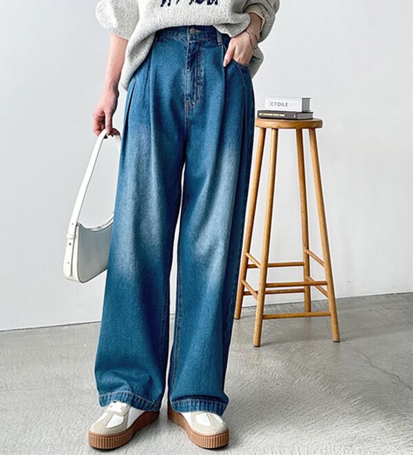 2タックワイドデニムパンツ - ベルーナ【公式】