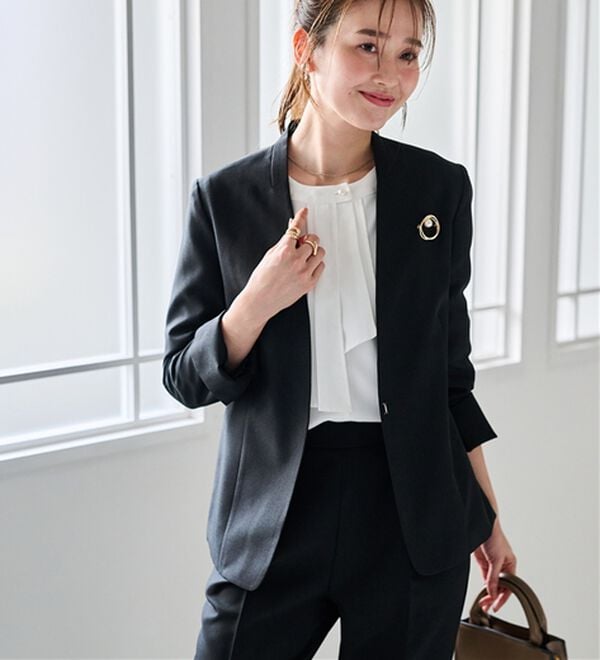 RANAN（ラナン）の「【選べる衿】洗える！多機能ベーシック２点セットスーツ（パンツスーツ）」｜詳細画像