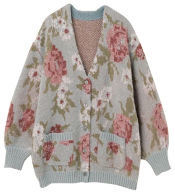 ジュアンプリーツ ノコオーノ お花モチーフロングカーディガン DLARGE.JPG