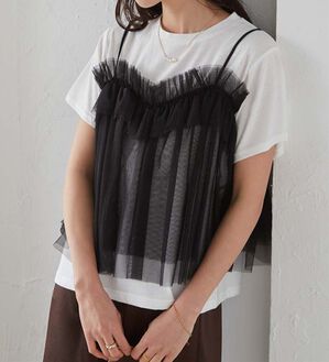 RANAN（ラナン）の「チュールビスチェドッキングTシャツ（Tシャツ）」｜詳細画像