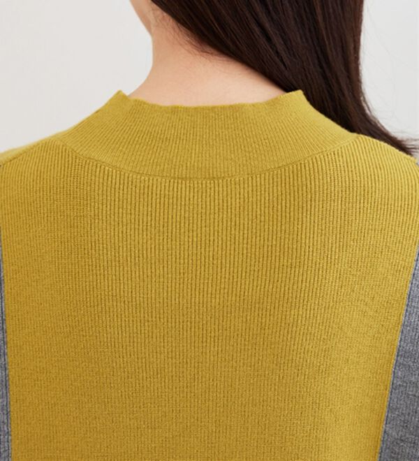 BELLUNA（ベルーナ）の「配色デザイン編地切替ニットプルオーバー（ニット・セーター）」｜詳細画像