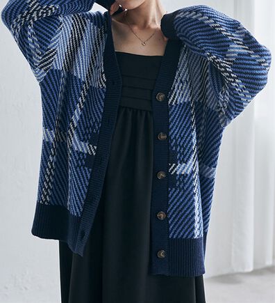 RANAN（ラナン）の「ビッグタータンオーバーカーデ（ニットカーディガン）」