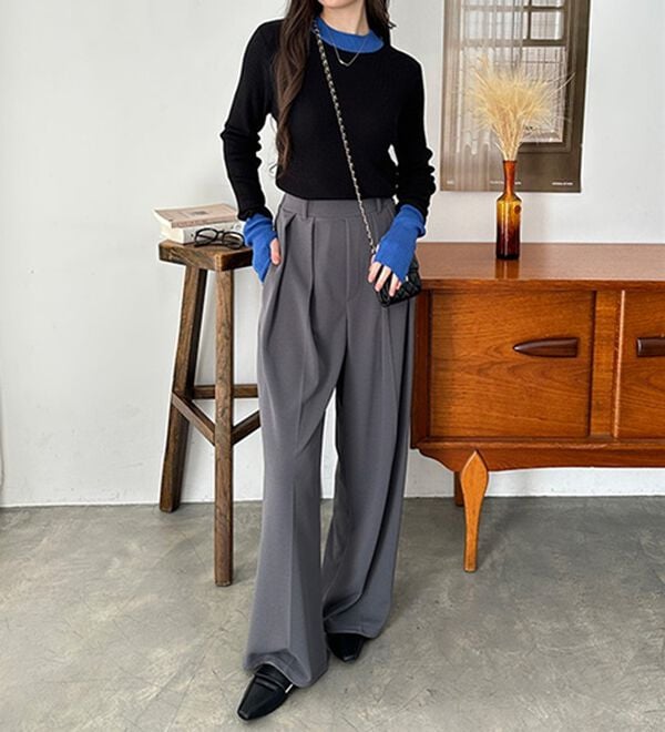 GeeRA（ジーラ）の「指穴配色デザイン柔らかリブニット（ニット・セーター）」｜詳細画像