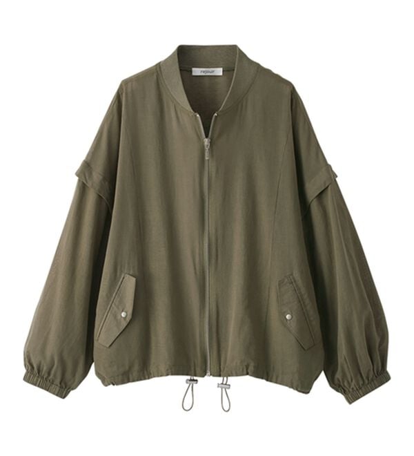 BELLUNA（ベルーナ）の「麻調素材リブ使いシアーブルゾンジャケット（ブルゾン）」｜詳細画像