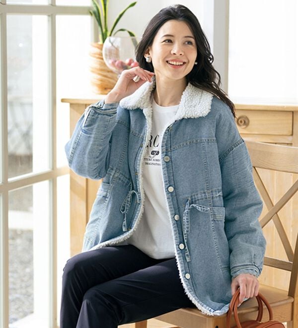 ルフラン（ルフラン）の「裏ボア暖かデニムブルゾン（ブルゾン）」｜詳細画像