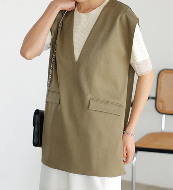 GeeRA（ジーラ）の「リネンライクスラブプルオーバーベスト（ベスト）」｜詳細画像