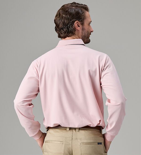 「＜ハッシュパピー＞配色長袖ポロシャツ（メンズポロシャツ）」｜詳細画像