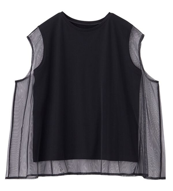 GeeRA（ジーラ）の「チュールカバーフレンチスリーブカットソー（カットソー）」｜詳細画像