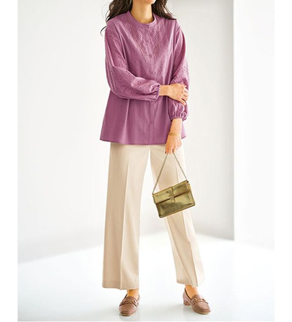 BELLUNA（ベルーナ）の「サラリ美脚見え！タック使いワイドパンツ（ワイドパンツ・ガウチョ）」｜詳細画像